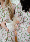 Buttery Soft Bamboo Pink Christmas pajama set, Printed with Santa’s and bows