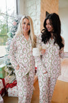 Buttery Soft Bamboo Pink Christmas pajama set, Printed with Santa’s and bows