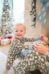 Buttery Soft Bamboo Deck the Halls Christmas Baby Sleeper, Onesie printed with wreaths and Christmas trees 