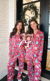 Buttery Soft Bamboo Whimsical Christmas Pajama Set printed with stockings, presents, wreaths and more