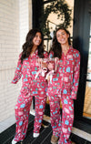 Buttery Soft Bamboo Whimsical Christmas Pajama Set printed with stockings, presents, wreaths and more