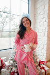 Pink & Red Stripes - Long Pajama Set - B.You Boutique & Boji Balloon Bar