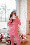 Pink & Red Stripes - Long Pajama Set - B.You Boutique & Boji Balloon Bar