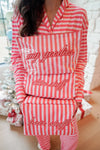 Pink & Red Stripes - Long Pajama Set - B.You Boutique & Boji Balloon Bar