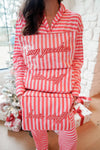 Pink & Red Stripes - Long Pajama Set - B.You Boutique & Boji Balloon Bar