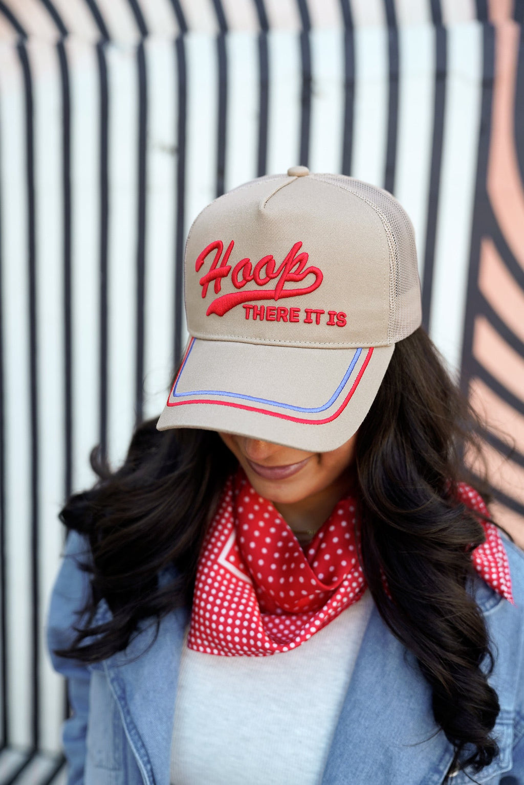 Hoop there it is - Tan Vintage Trucker Hat - B.You Boutique & Boji Balloon Bar