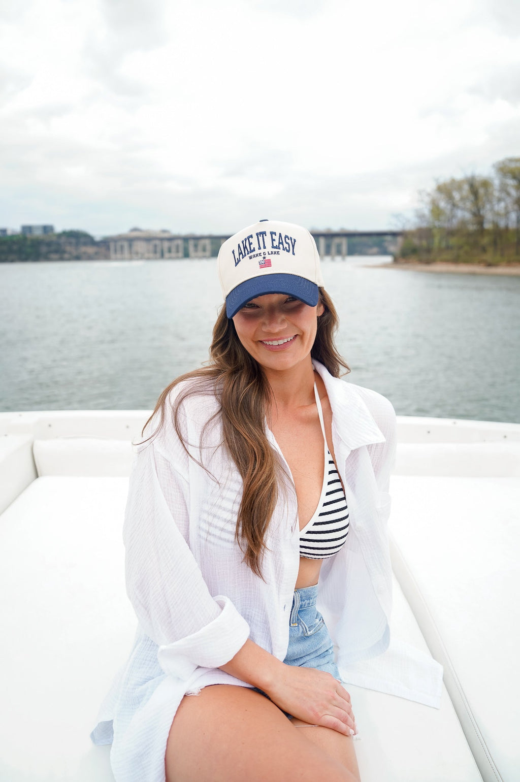Lake it Easy - Navy Vintage Trucker Hat - B.You Boutique & Boji Balloon Bar