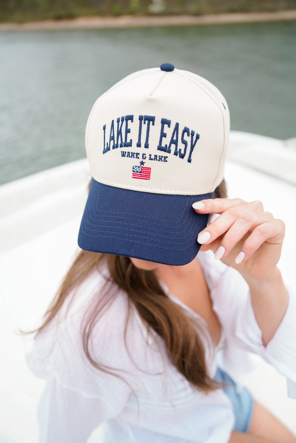 Lake it Easy - Navy Vintage Trucker Hat - B.You Boutique & Boji Balloon Bar