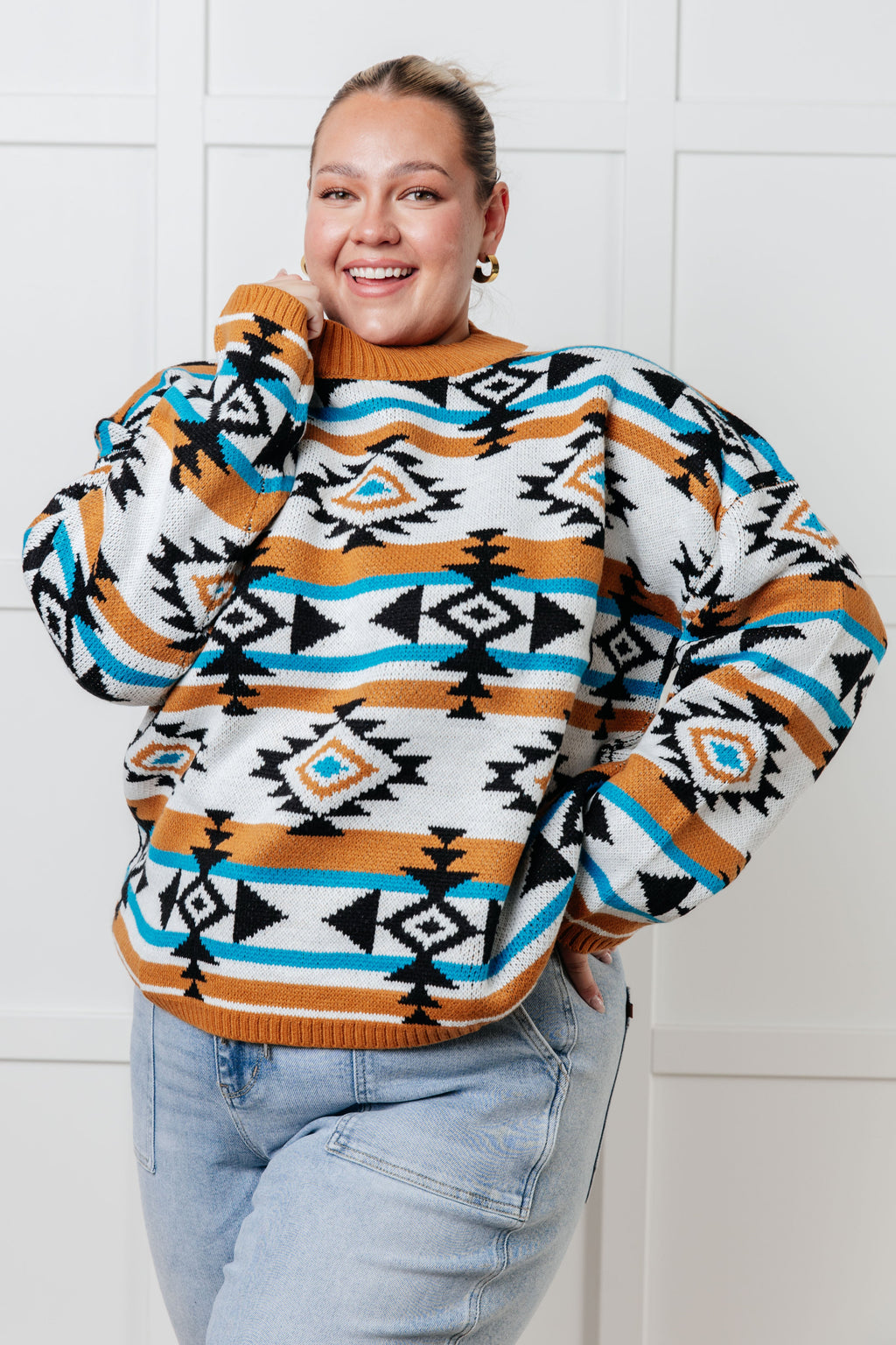 Desert Vibes Geometric Striped Sweater - B.You Boutique & Boji Balloon Bar