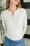 Effortless Edge Knit Henley Top in Natural
