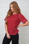 Heartbreaker Waffle Knit Tee in Cranberry - B.You Boutique & Boji Balloon Bar