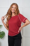 Heartbreaker Waffle Knit Tee in Cranberry - B.You Boutique & Boji Balloon Bar