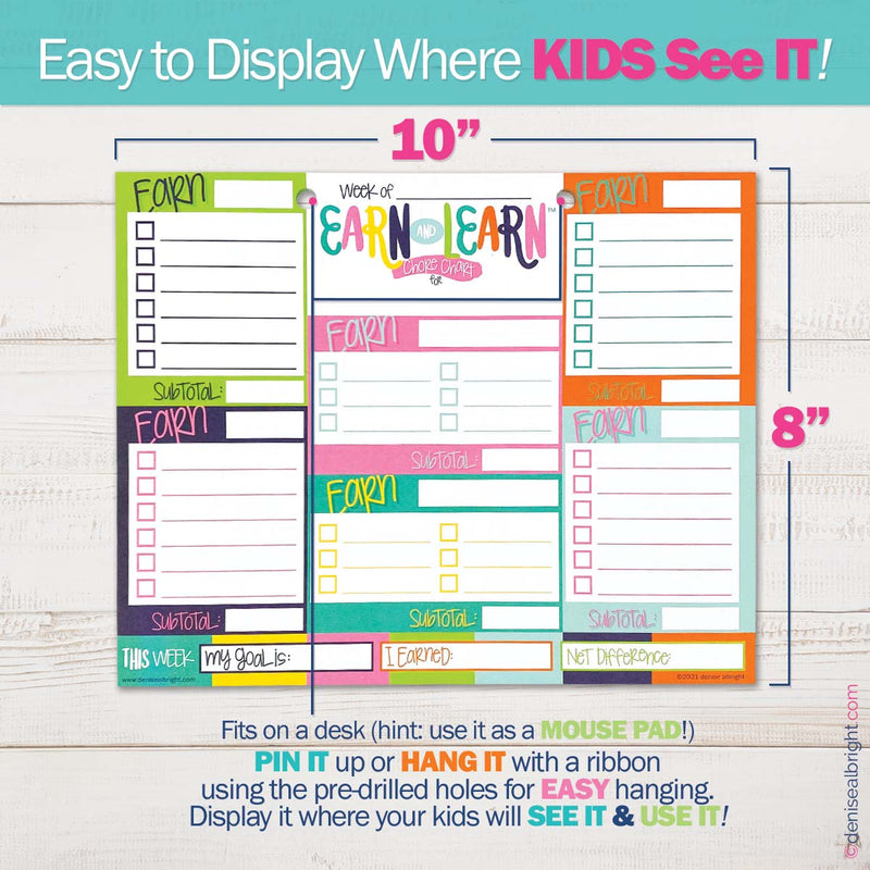 Earn & Learn® Kids Money Management Chore Chart Pad | Dry Erase Savings Tracker for School Age Kids