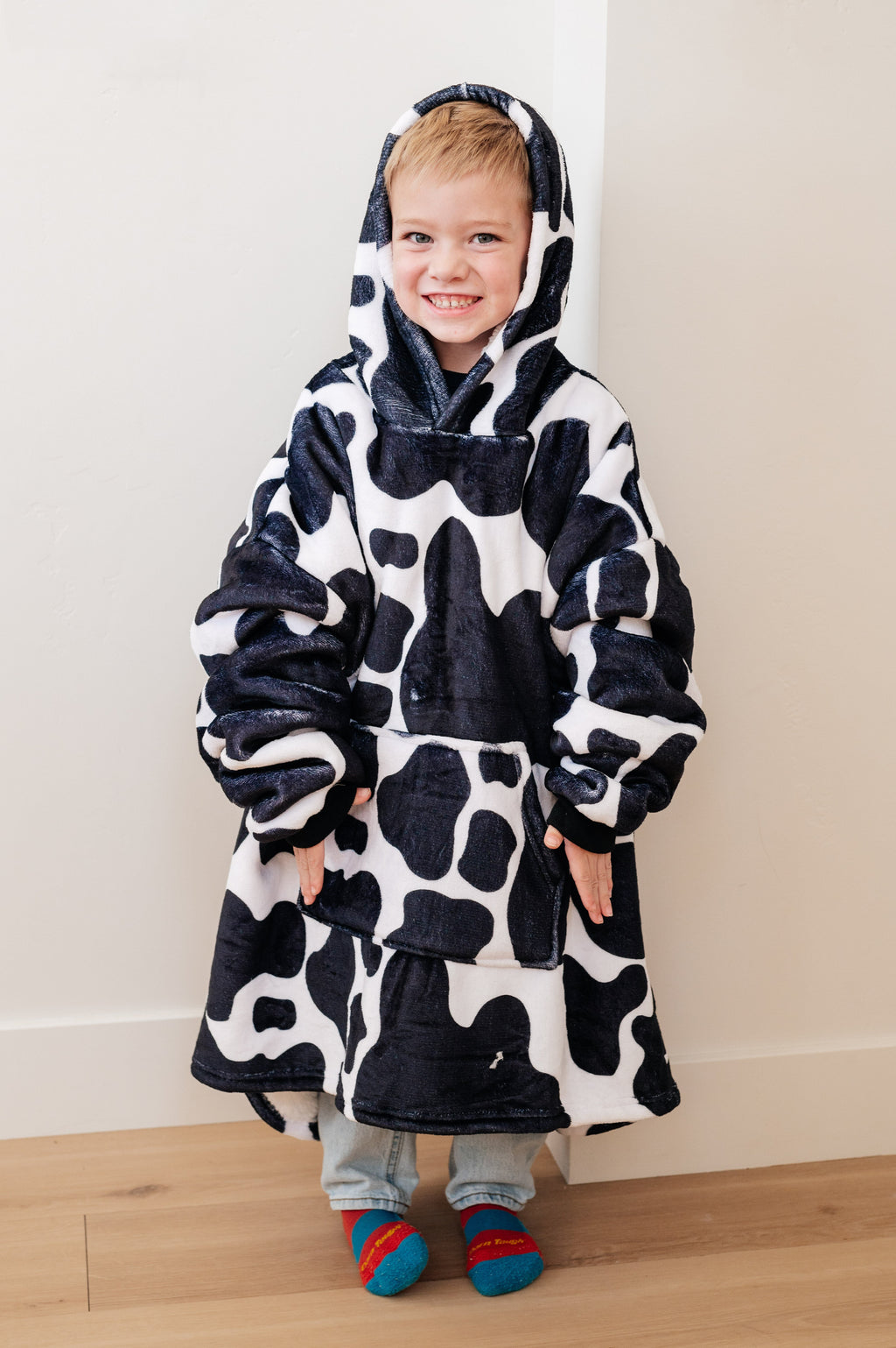 Kids Oversized Hoodie Blanket in Cow - B.You Boutique & Boji Balloon Bar