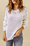 Lia Hollow-out Puffy Sleeve Knit Sweater - B.You Boutique & Boji Balloon Bar