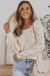 Lia Hollow-out Puffy Sleeve Knit Sweater - B.You Boutique & Boji Balloon Bar