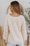 Lia Hollow-out Puffy Sleeve Knit Sweater - B.You Boutique & Boji Balloon Bar