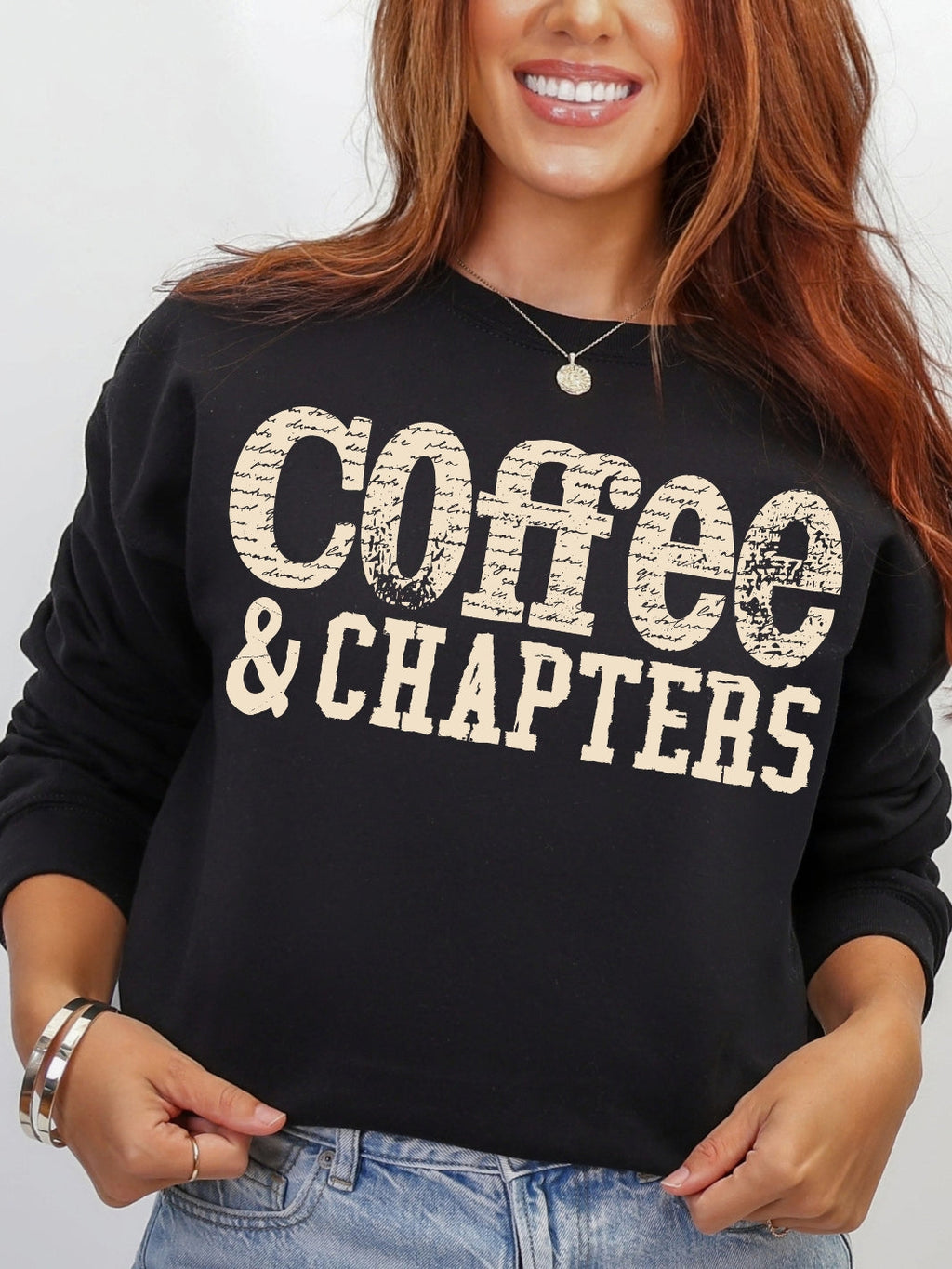 Coffee and Chapters graphic crewneck sweatshirt in black
