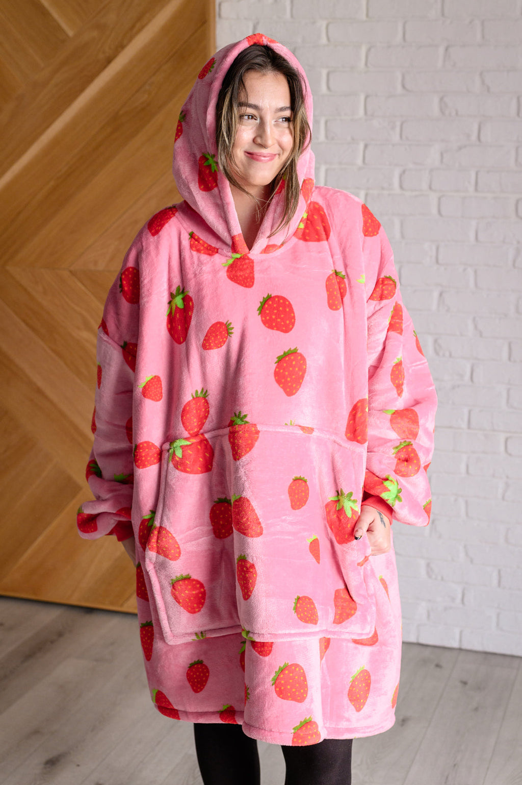 Oversized Blanket Hoodie in Strawberry - B.You Boutique & Boji Balloon Bar