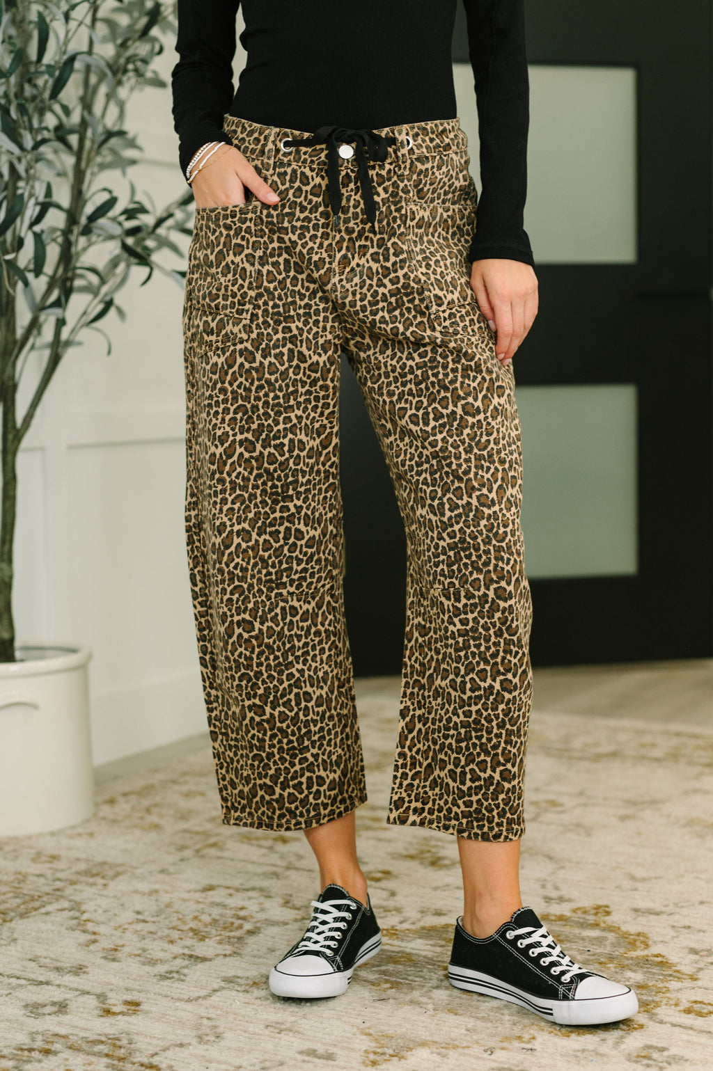 Barrel Ankle Crop Jean in leopard print at B.You Boutique
