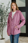 Puddle Jumper Full Front Zip Up Jacket in Mauve - B.You Boutique & Boji Balloon Bar