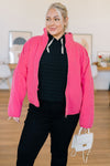 quilted mid-weight zip front pink jacket