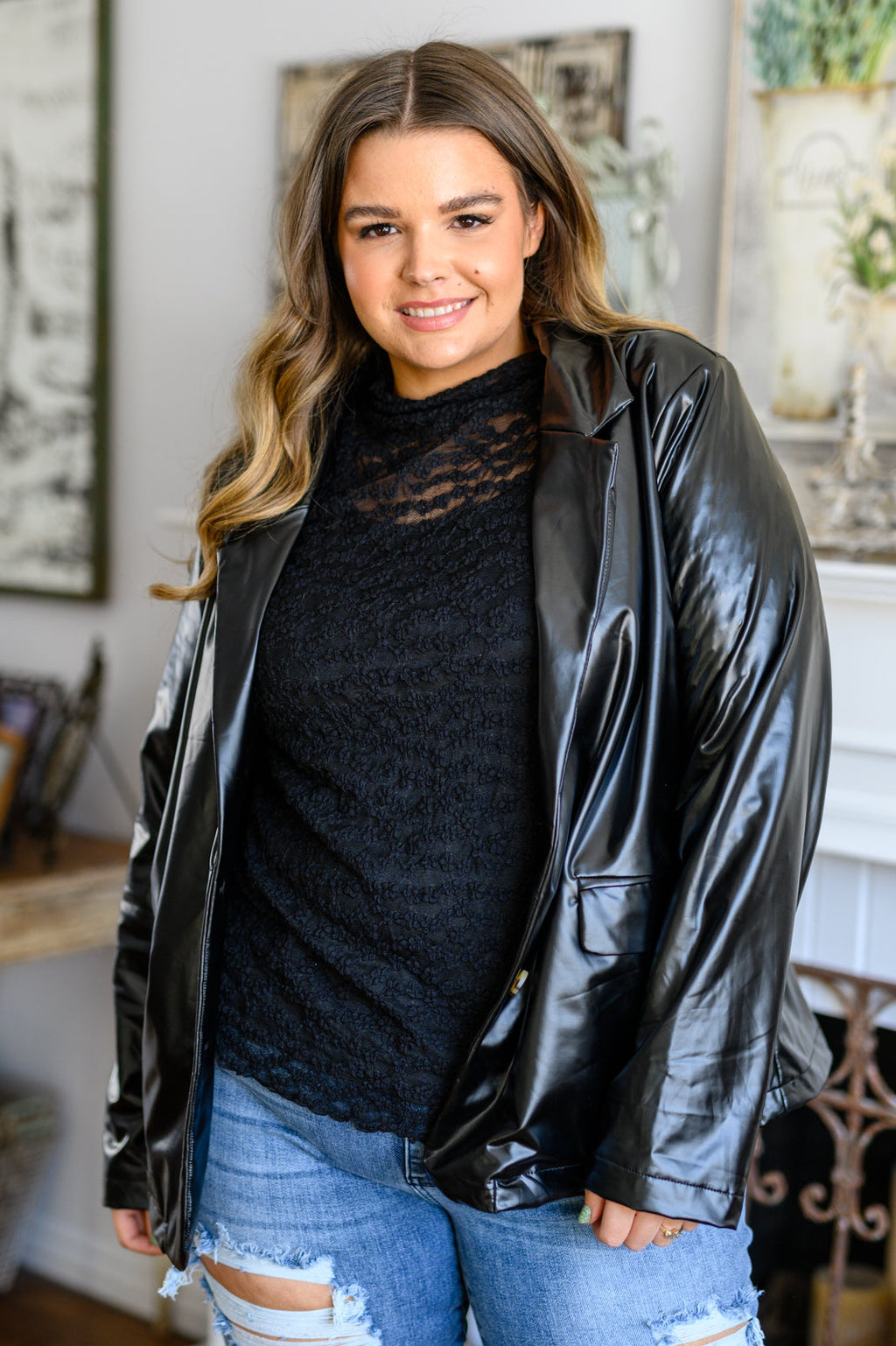 Streets of Dublin Faux Leather Blazer - B.You Boutique & Boji Balloon Bar
