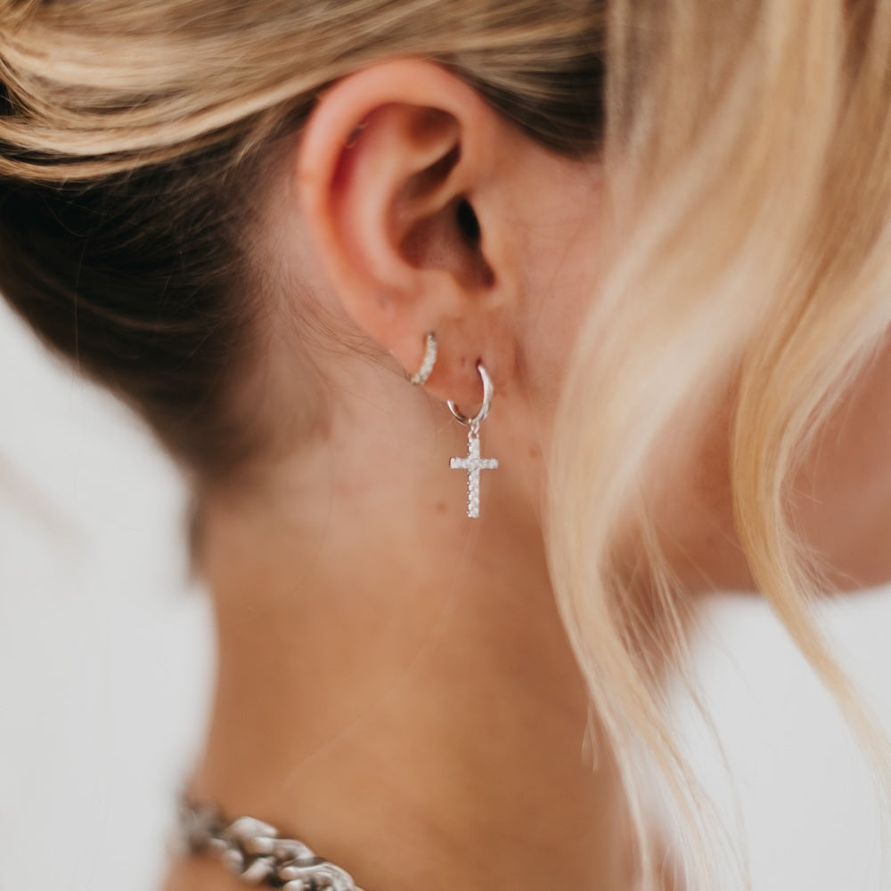 Taryn Diamond Cross Earrings - WATERPROOF - B.You Boutique & Boji Balloon Bar