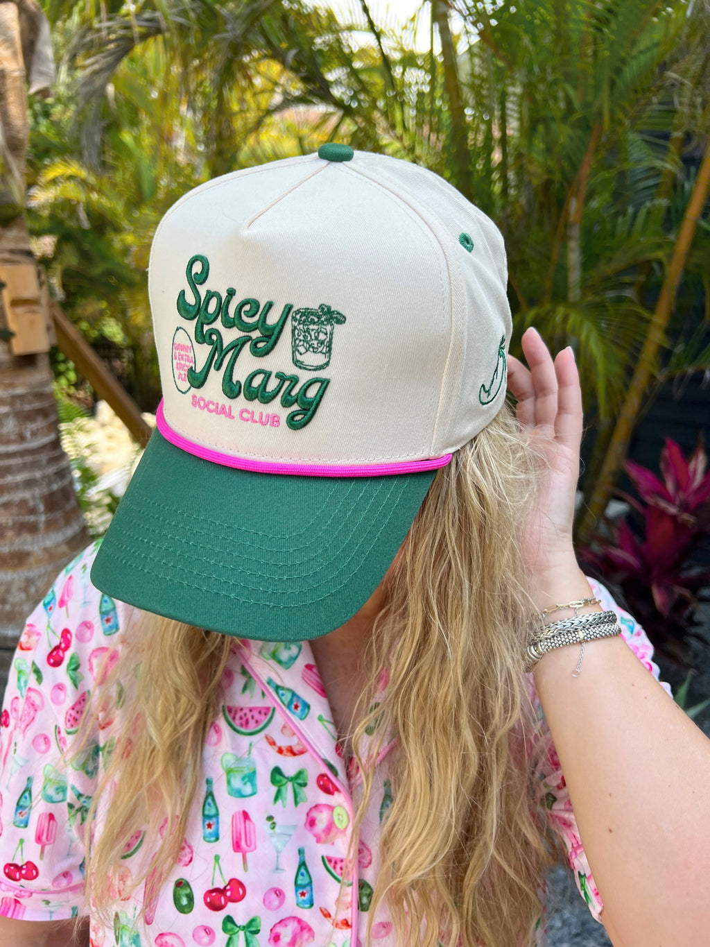 Spicy Marg Social Club - Green Vintage Trucker Hat - B.You Boutique & Boji Balloon Bar