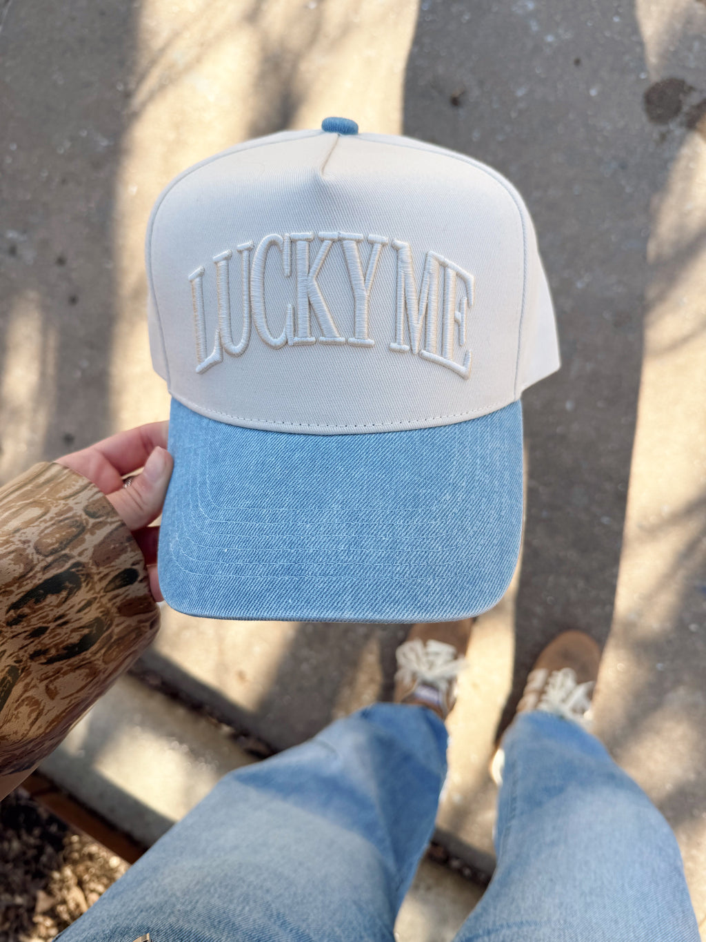 Lucky Me - Denim Vintage Trucker Hat - B.You Boutique & Boji Balloon Bar