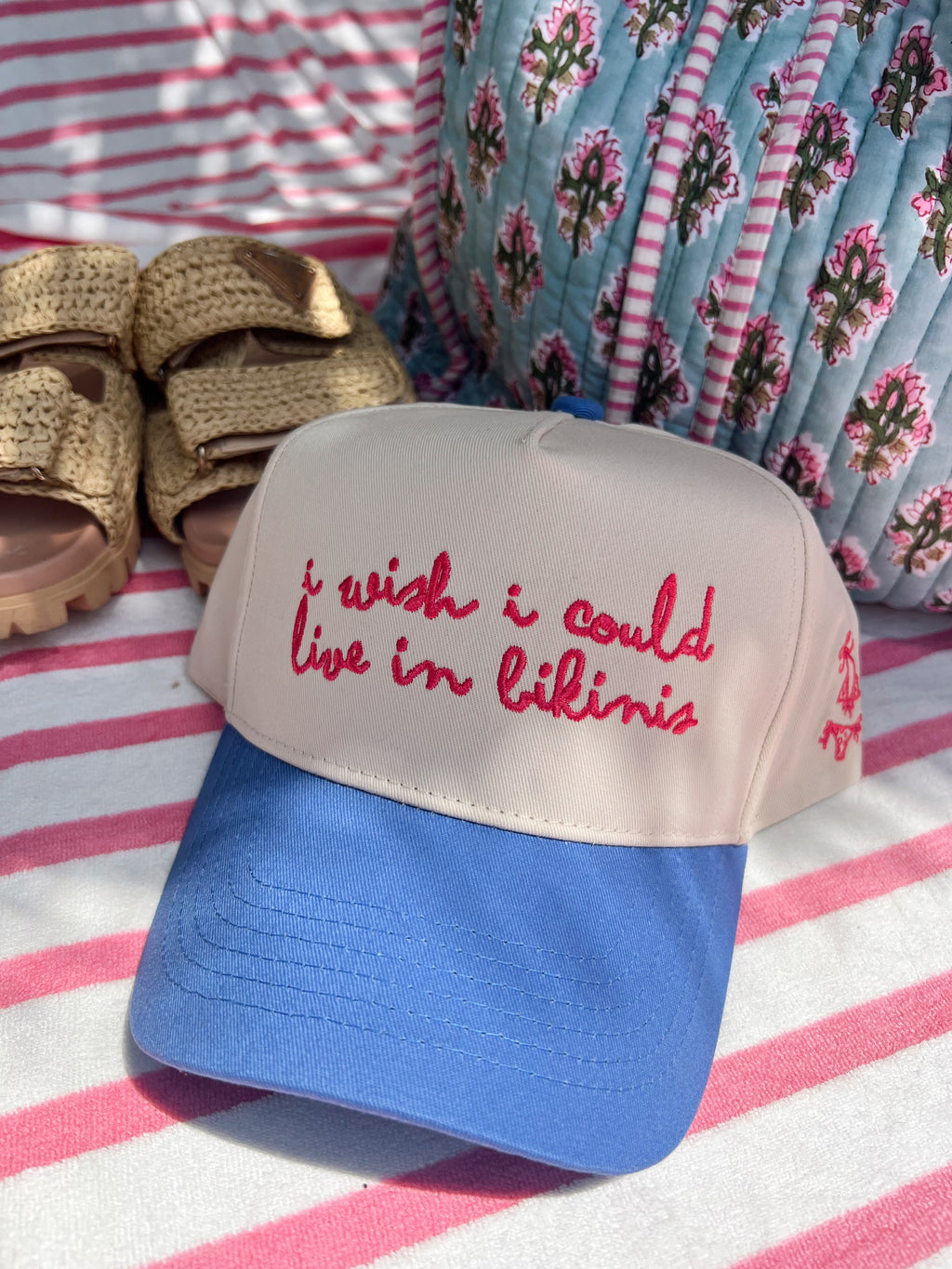 I Wish I Could Live in Bikinis - Periwinkle Vintage Trucker Hat - B.You Boutique & Boji Balloon Bar