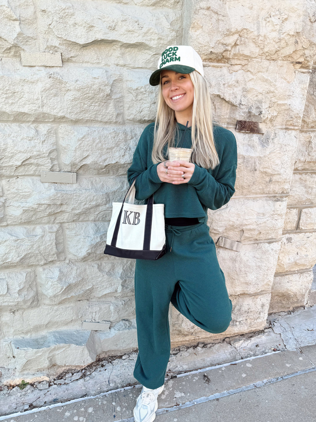 Good Luck Charm - Green Corduroy Vintage Hat - B.You Boutique & Boji Balloon Bar