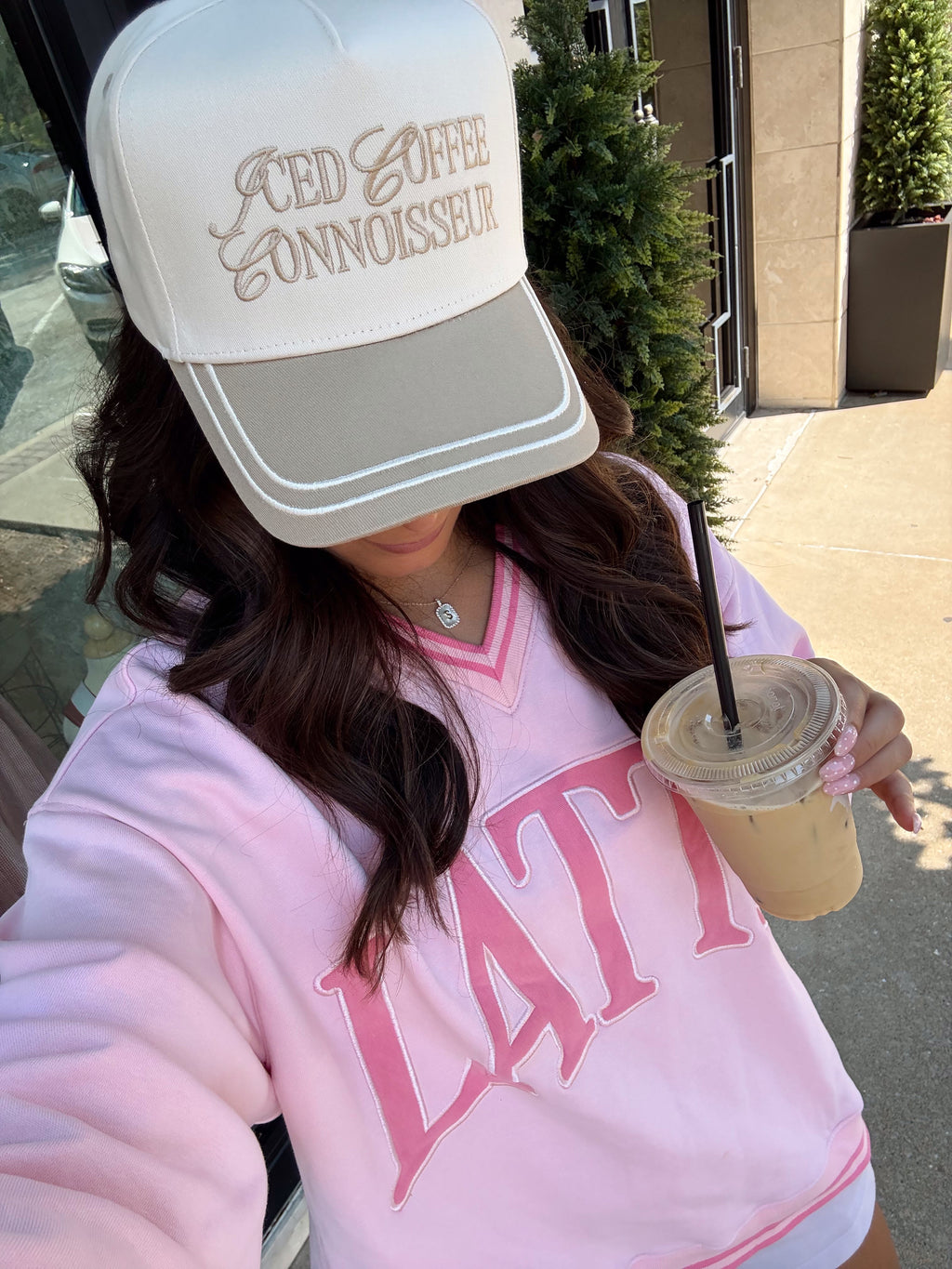 Iced Coffee Connoisseur - Tan Vintage Trucker Hat - B.You Boutique & Boji Balloon Bar