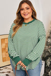 Green Stripe Exposed Seam Patchwork Plus Size Thermal Top - B.You Boutique & Boji Balloon Bar