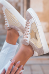 Clare Gold Glitter Star Lace-up Sneakers - B.You Boutique & Boji Balloon Bar