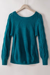 Lia Hollow-out Puffy Sleeve Knit Sweater - B.You Boutique & Boji Balloon Bar
