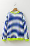 Elliana Stripe Crossed Stitch Drop Shoulder Sweatshirt