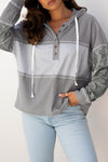 Taytum Patchwork Drawstring Hooded Long Sleeve Top - B.You Boutique & Boji Balloon Bar