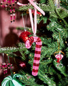 Disco Candy Cane Ornament - disco tiled ornament