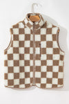 Mindi Checkered Sherpa Collared Jacket Vest - B.You Boutique & Boji Balloon Bar
