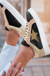 Clare Gold Glitter Star Lace-up Sneakers - B.You Boutique & Boji Balloon Bar
