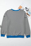 Elliana Stripe Crossed Stitch Drop Shoulder Sweatshirt