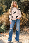 Eleanor Bow Pattern Loose Sweater - B.You Boutique & Boji Balloon Bar