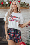 Sylvia Claus Plaid Letter Tee