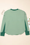 Green Stripe Exposed Seam Patchwork Plus Size Thermal Top - B.You Boutique & Boji Balloon Bar