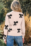 Eleanor Bow Pattern Loose Sweater - B.You Boutique & Boji Balloon Bar