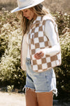 Mindi Checkered Sherpa Collared Jacket Vest - B.You Boutique & Boji Balloon Bar