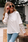Hallie Lace Long Sleeve Insert Drop Shoulder Top - B.You Boutique & Boji Balloon Bar
