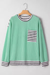 Claire Contrast Striped Patchwork Long Sleeve Top