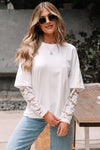 Hallie Lace Long Sleeve Insert Drop Shoulder Top - B.You Boutique & Boji Balloon Bar